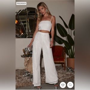 12th Tribe Soiree White Sequin Two piece Set